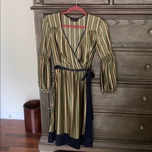 BCBG Max Azria puff sleeve faux wrap dress